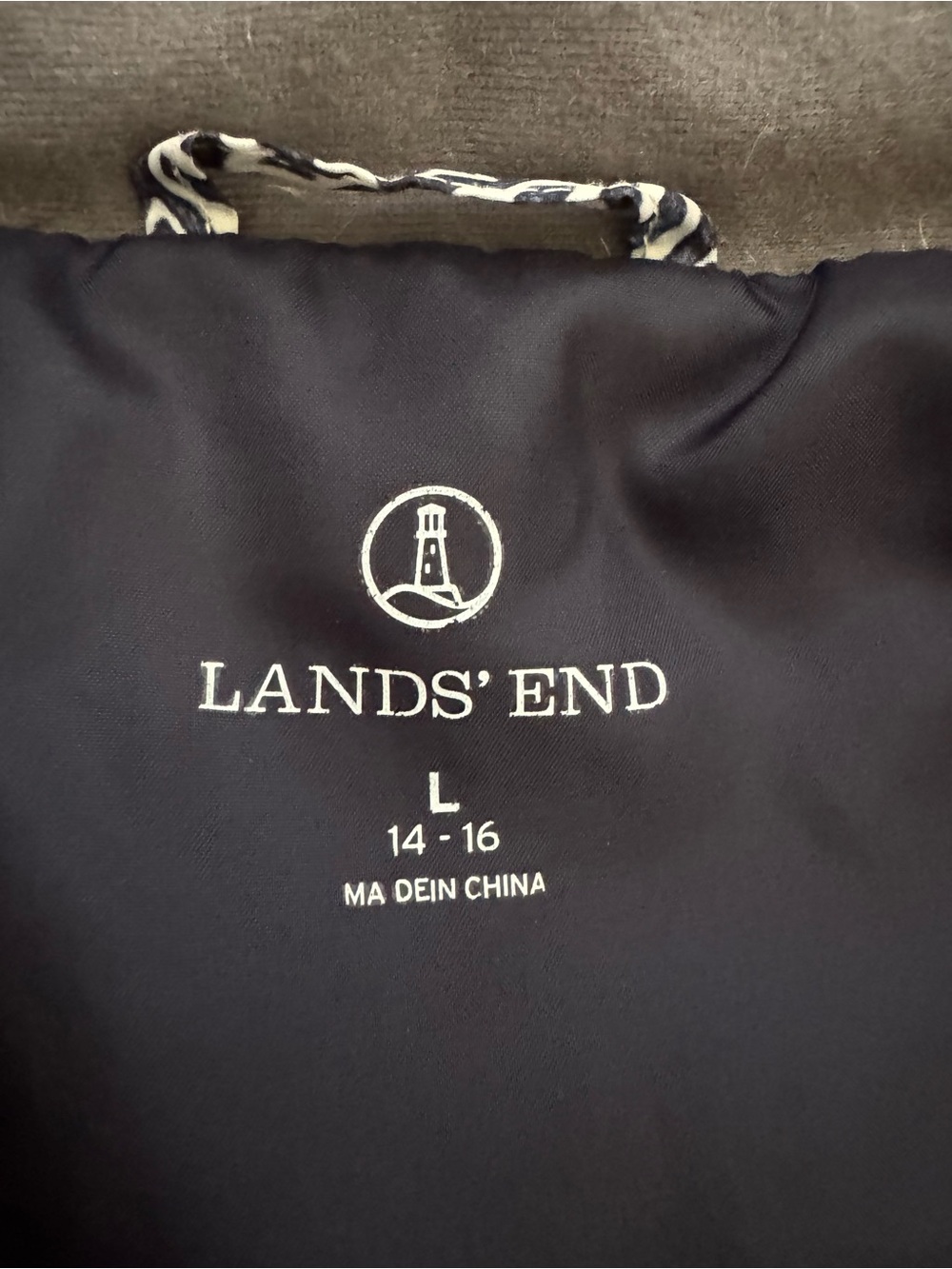 Lands’ End Women's Quilted Pattern Puffer Jacket - Navy/White - Picture 5 of 8